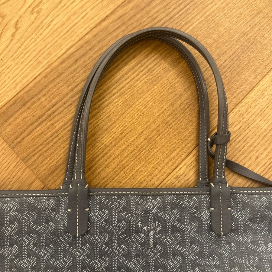 二手 法國購入GOYARD 戈雅 int louis PM 灰色中款 手提包 肩背包 購物袋 托特包 tote-10