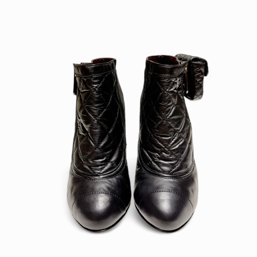 🍒CHANEL Vintage小羊皮經典踝靴 size:38.5/ 2F241003-1-2
