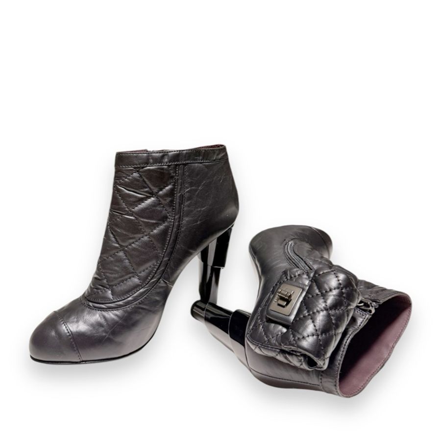 🍒CHANEL Vintage小羊皮經典踝靴 size:38.5/ 2F241003-1-4