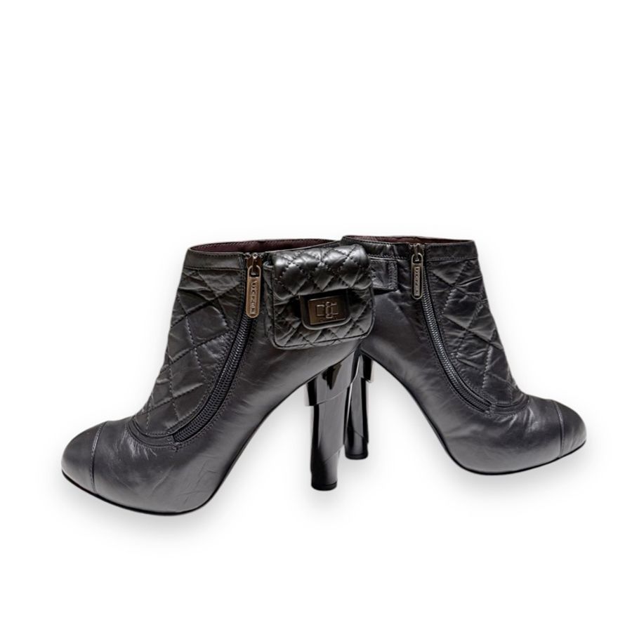 🍒CHANEL Vintage小羊皮經典踝靴 size:38.5/ 2F241003-1-5