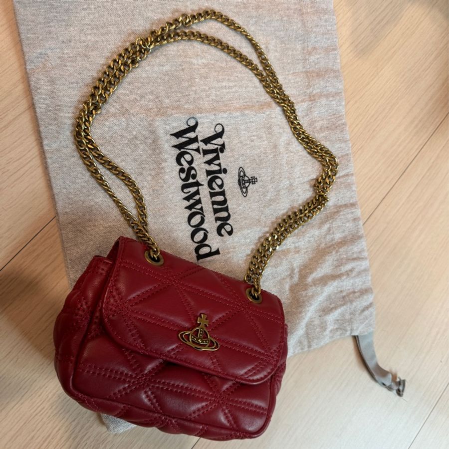 Vivienne Westwood新款Harlequin羊皮 單肩包斜孭袋紅-3