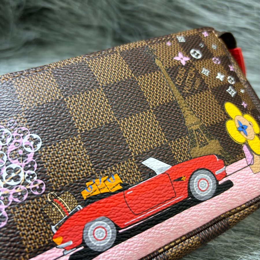 LV N60259 MINI VIVIENNE 巴黎鐵塔 棋盤格金鍊 手提包零錢包化妝包麻將包-15
