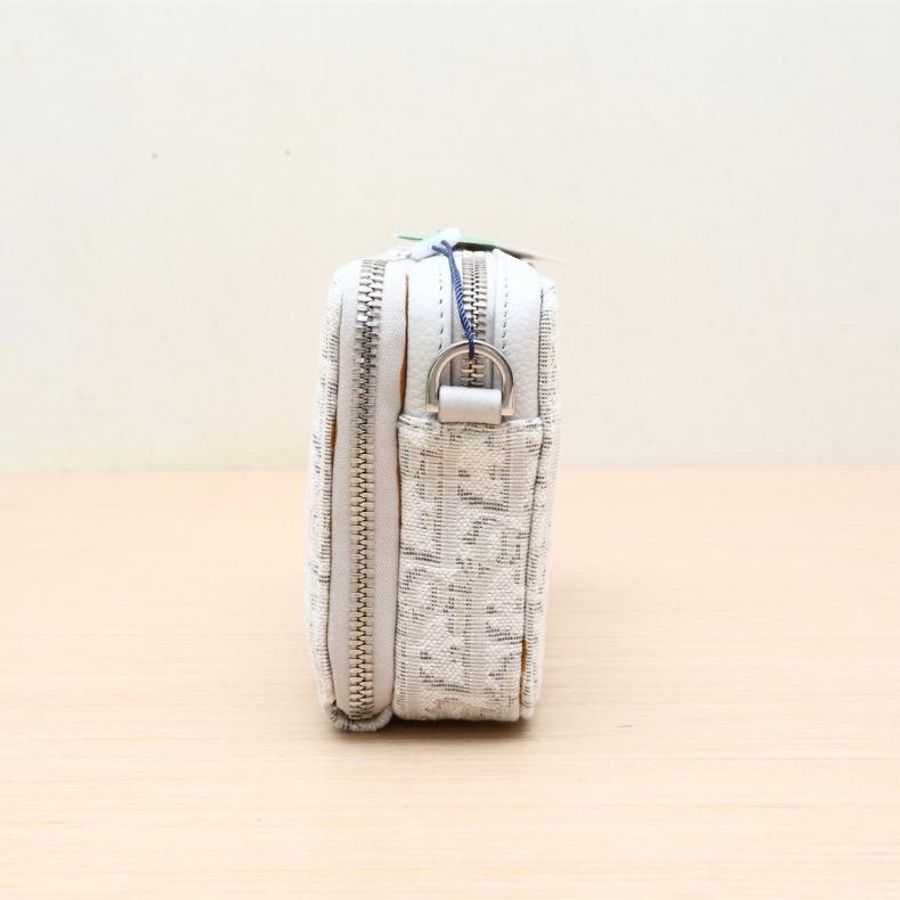 DIOR(迪奧) oblique 經典刺繡滿印老花相機包 白色 帆布 2019-1
