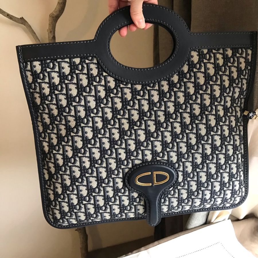 Dior 經典字紋老花刺繡緹花布🎞🉑️折疊二用包/31 bag相似包型/手提包/手拿包/宴會包/托特包Tote 🎞正品🎞近新 🎞平板iPad A4可入🎞-1