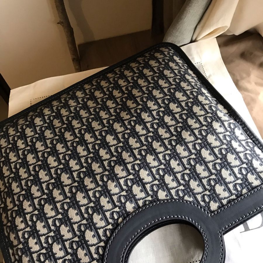 Dior 經典字紋老花刺繡緹花布🎞🉑️折疊二用包/31 bag相似包型/手提包/手拿包/宴會包/托特包Tote 🎞正品🎞近新 🎞平板iPad A4可入🎞-20