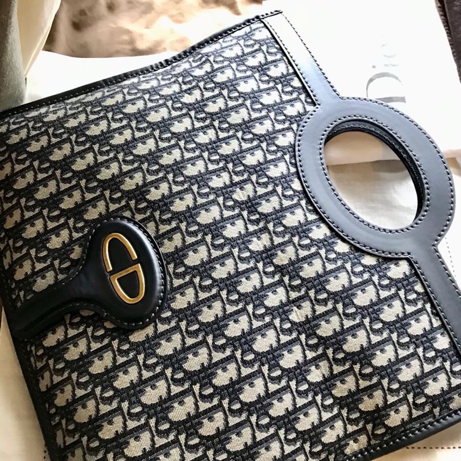 Dior 經典字紋老花刺繡緹花布🎞🉑️折疊二用包/31 bag相似包型/手提包/手拿包/宴會包/托特包Tote 🎞正品🎞近新 🎞平板iPad A4可入🎞-24