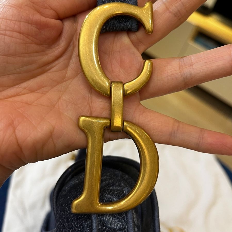 DIOR Saddle 深藍緹花帆布馬鞍包-1