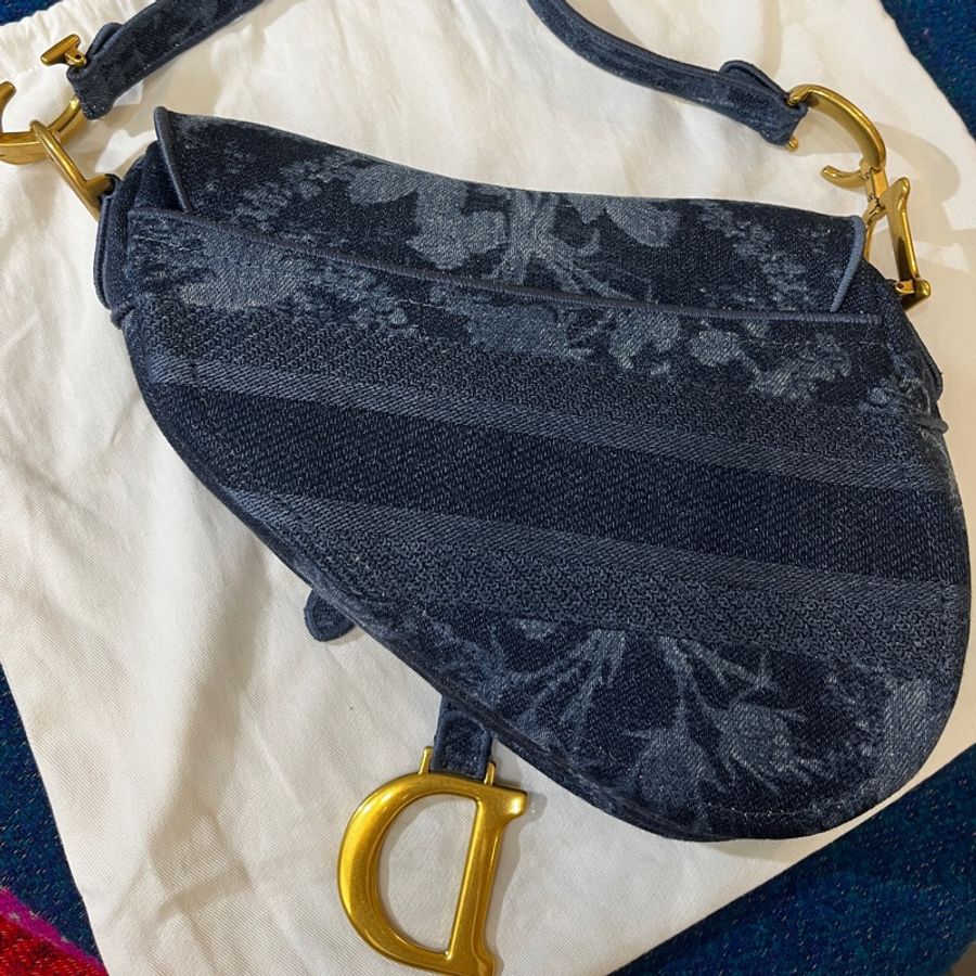 DIOR Saddle 深藍緹花帆布馬鞍包-2