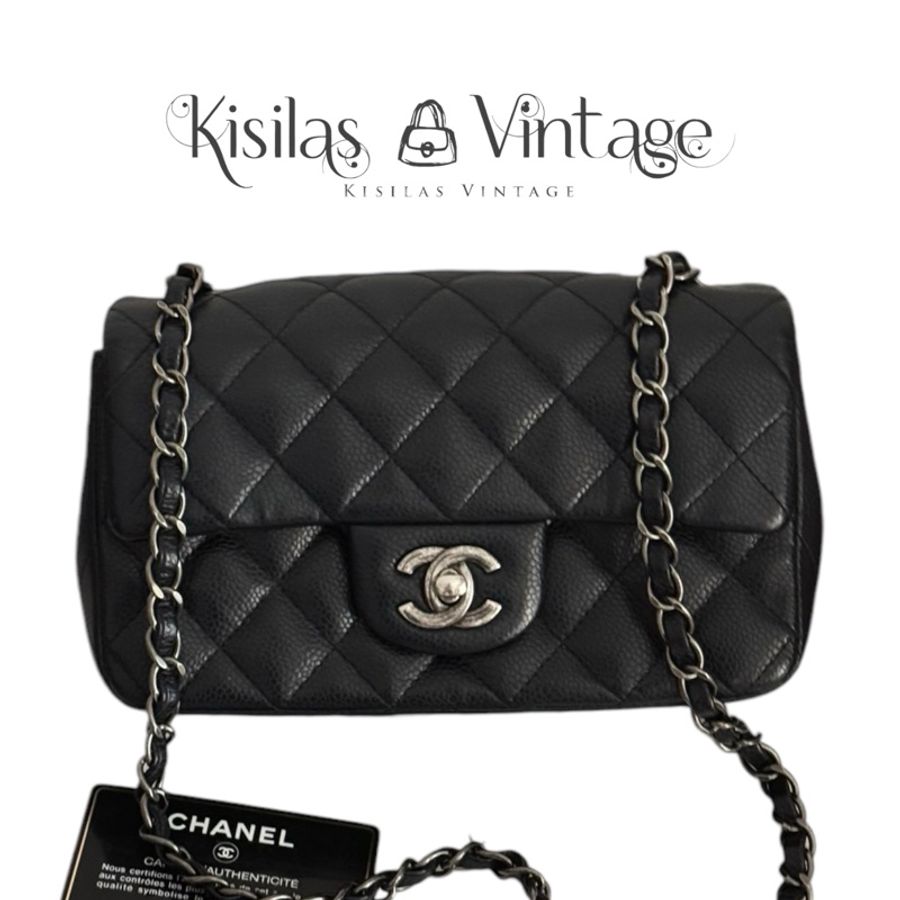 Chanel Caviar 20cm 大Mini 復古銀扣-0