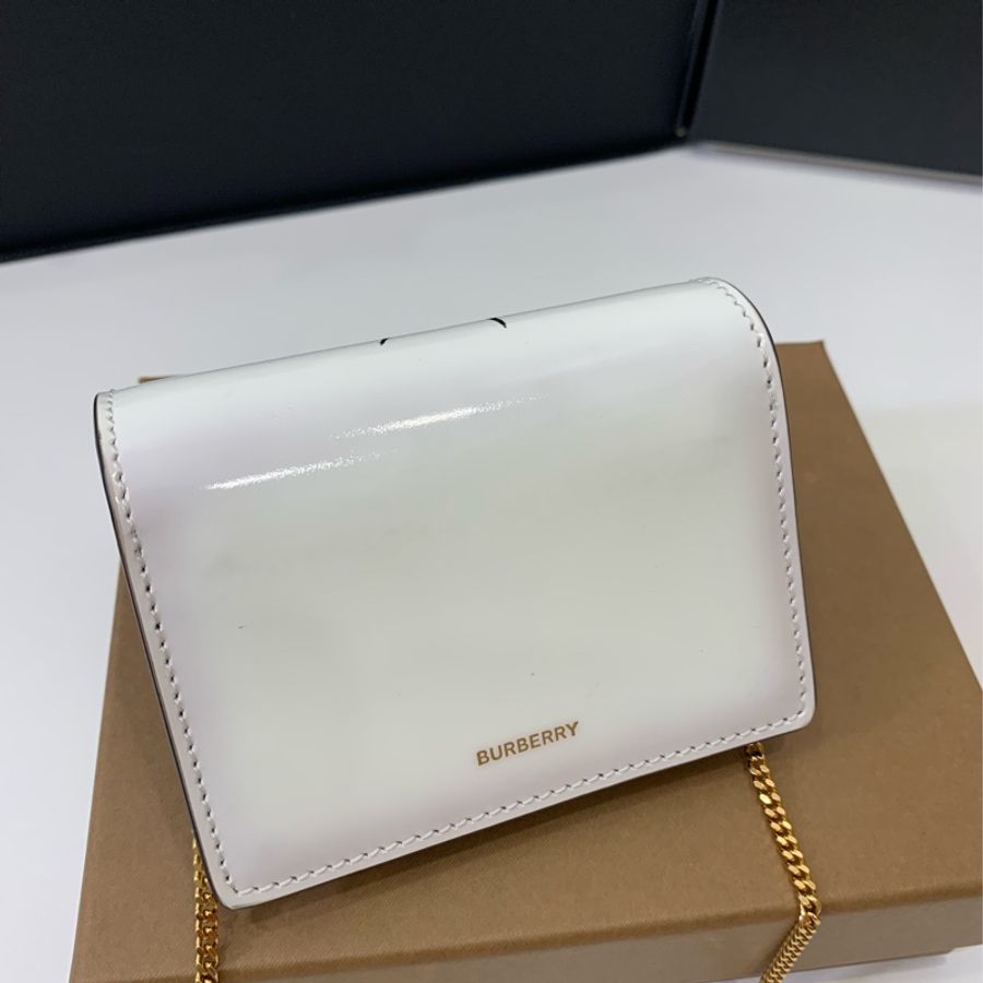 Burberry 天使 印花 白色卡夾 名片夾 小廢包 斜背包 肩背包 零錢包 卡包 WOC 鏈條包 鏈帶包-13