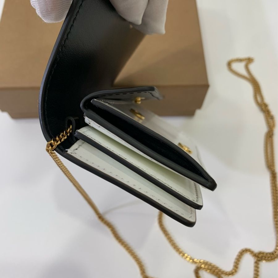 Burberry 天使 印花 白色卡夾 名片夾 小廢包 斜背包 肩背包 零錢包 卡包 WOC 鏈條包 鏈帶包-14