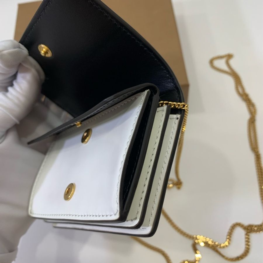Burberry 天使 印花 白色卡夾 名片夾 小廢包 斜背包 肩背包 零錢包 卡包 WOC 鏈條包 鏈帶包-15