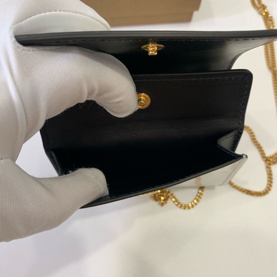 Burberry 天使 印花 白色卡夾 名片夾 小廢包 斜背包 肩背包 零錢包 卡包 WOC 鏈條包 鏈帶包-16