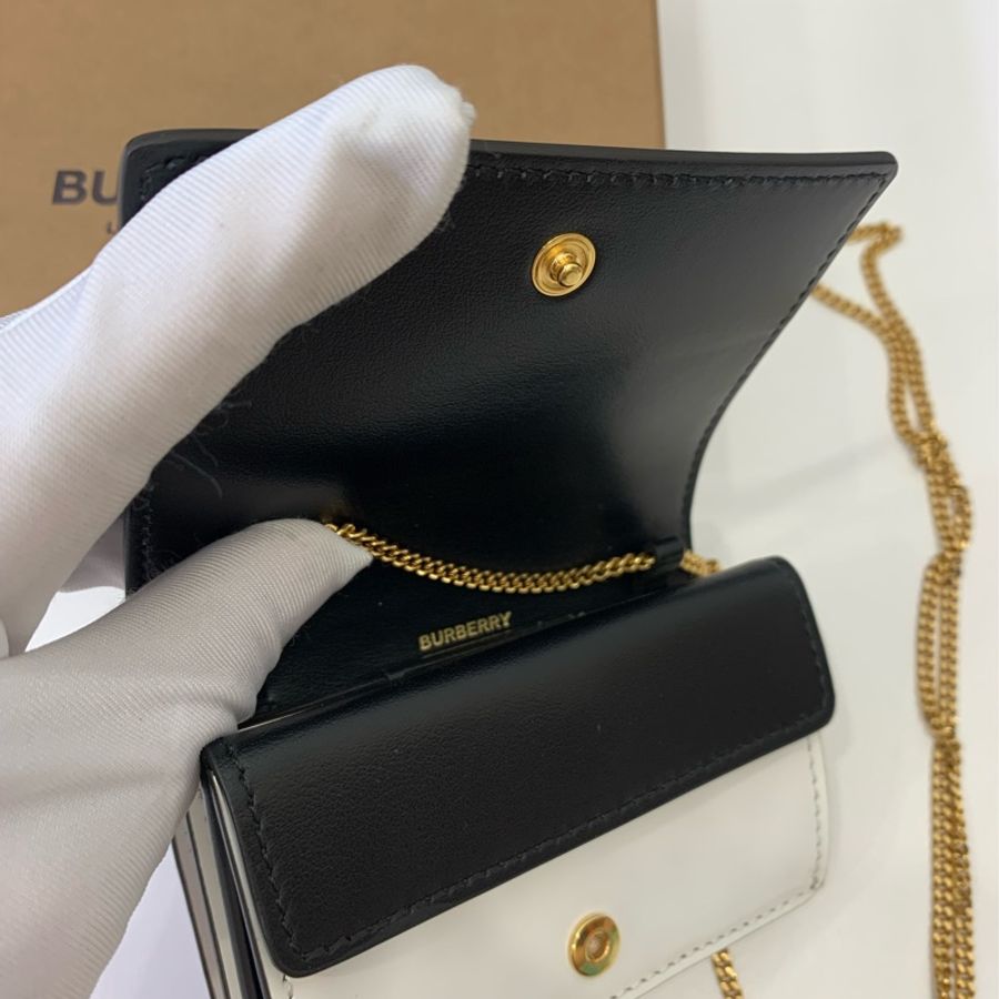 Burberry 天使 印花 白色卡夾 名片夾 小廢包 斜背包 肩背包 零錢包 卡包 WOC 鏈條包 鏈帶包-19