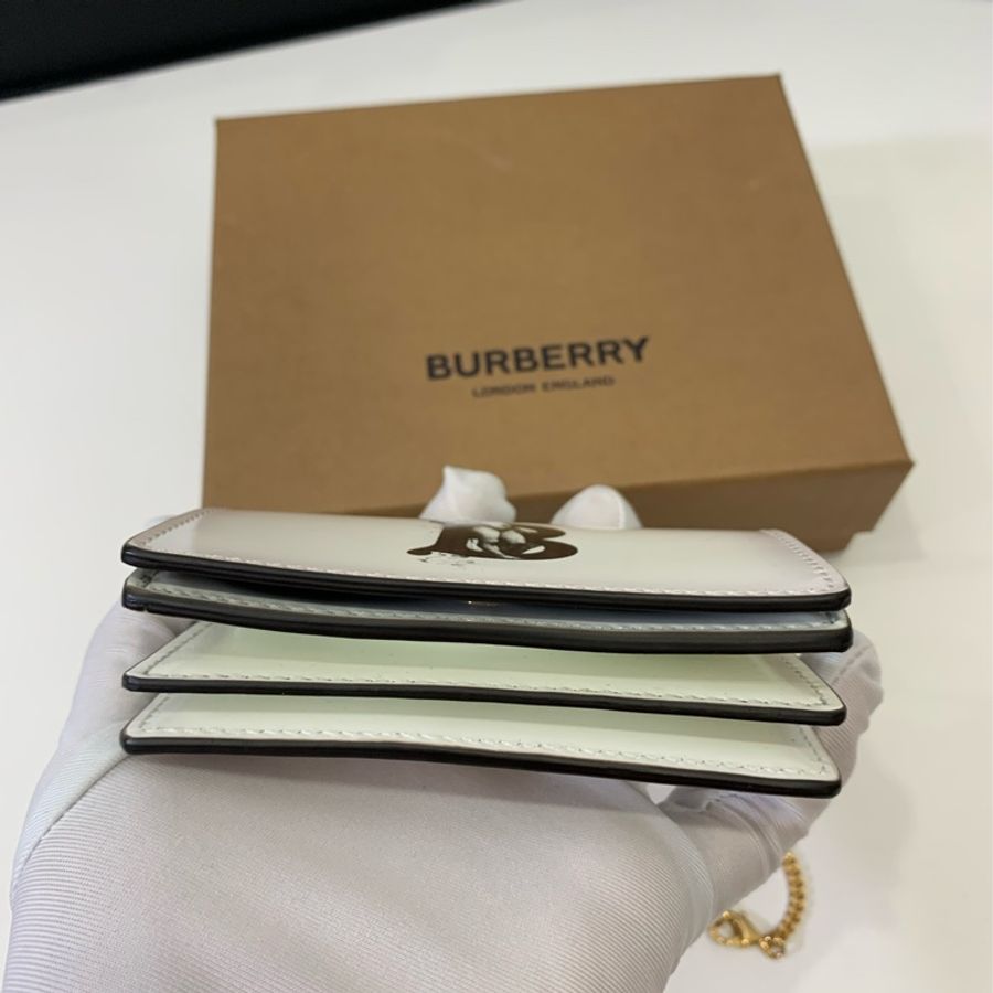 Burberry 天使 印花 白色卡夾 名片夾 小廢包 斜背包 肩背包 零錢包 卡包 WOC 鏈條包 鏈帶包-22