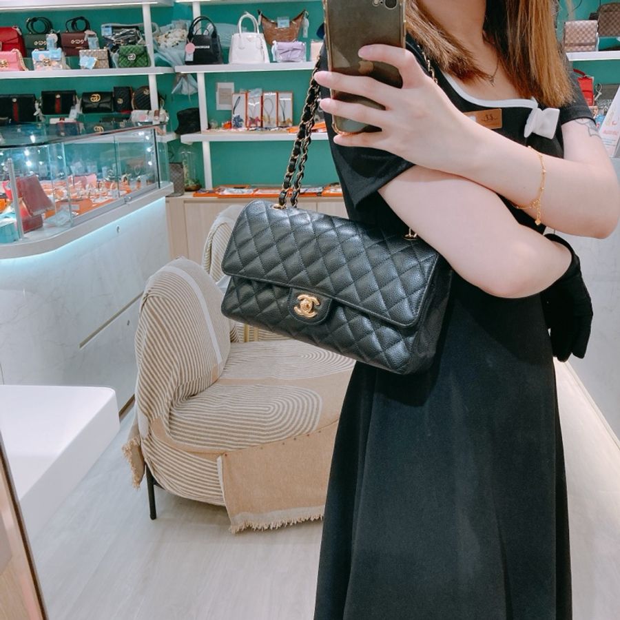 Chanel Classic Flap Bag 25cm TW3764 香奈兒 經典翻蓋25厘米單邊包 荔枝皮黑色金扣-12