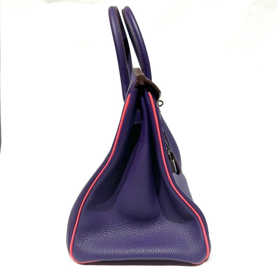 【美收精品】HERMES 紫粉雙色 Togo皮革 Birkin 35 柏金包 Q刻 銀扣 1-26-3