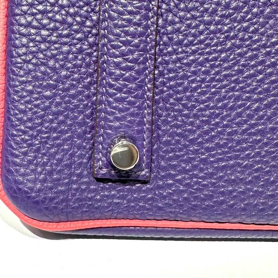 【美收精品】HERMES 紫粉雙色 Togo皮革 Birkin 35 柏金包 Q刻 銀扣 1-26-9
