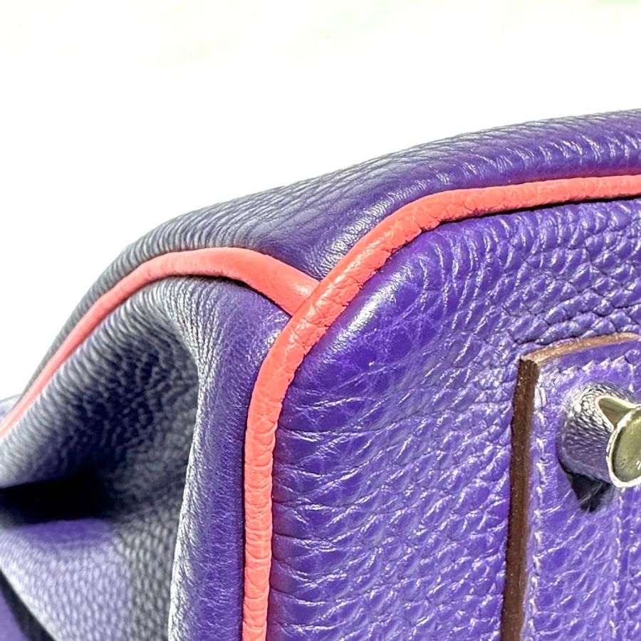 【美收精品】HERMES 紫粉雙色 Togo皮革 Birkin 35 柏金包 Q刻 銀扣 1-26-11