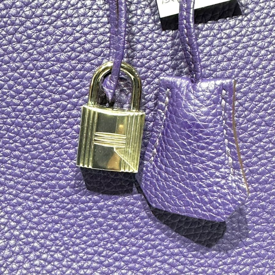 【美收精品】HERMES 紫粉雙色 Togo皮革 Birkin 35 柏金包 Q刻 銀扣 1-26-13