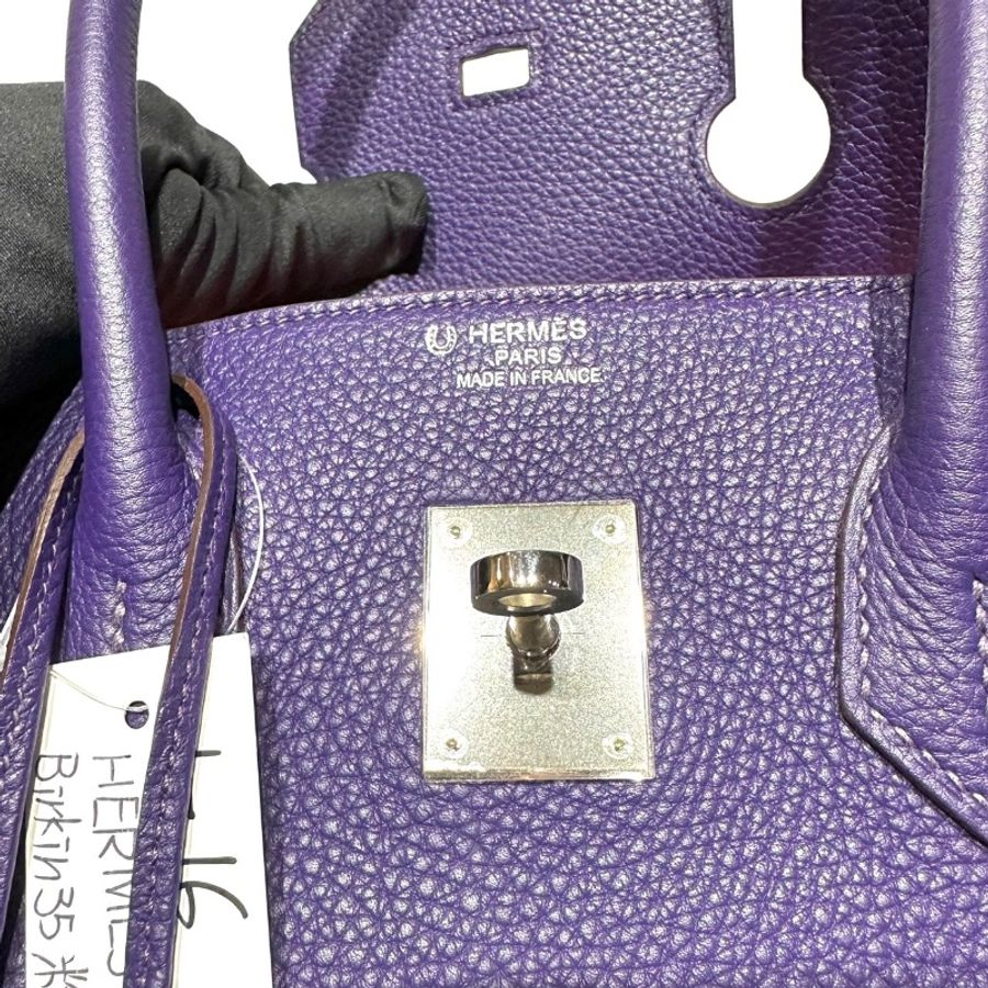 【美收精品】HERMES 紫粉雙色 Togo皮革 Birkin 35 柏金包 Q刻 銀扣 1-26-18