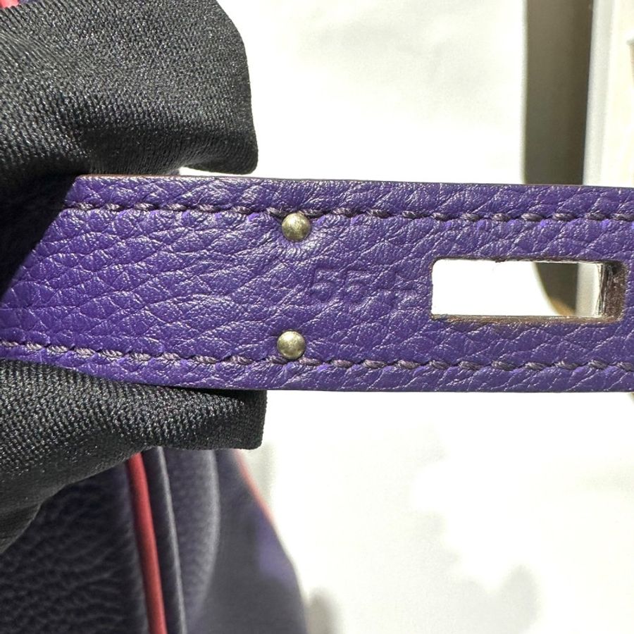 【美收精品】HERMES 紫粉雙色 Togo皮革 Birkin 35 柏金包 Q刻 銀扣 1-26-19