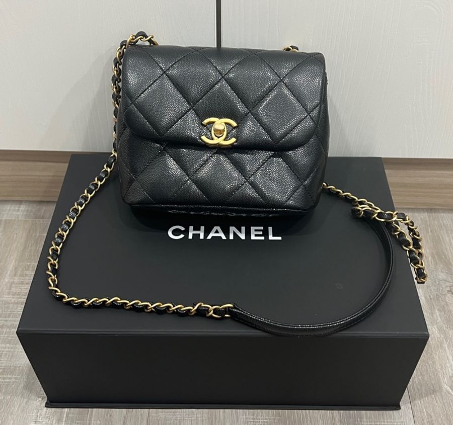 Chanel 22p荔枝牛皮方胖 square mini-0