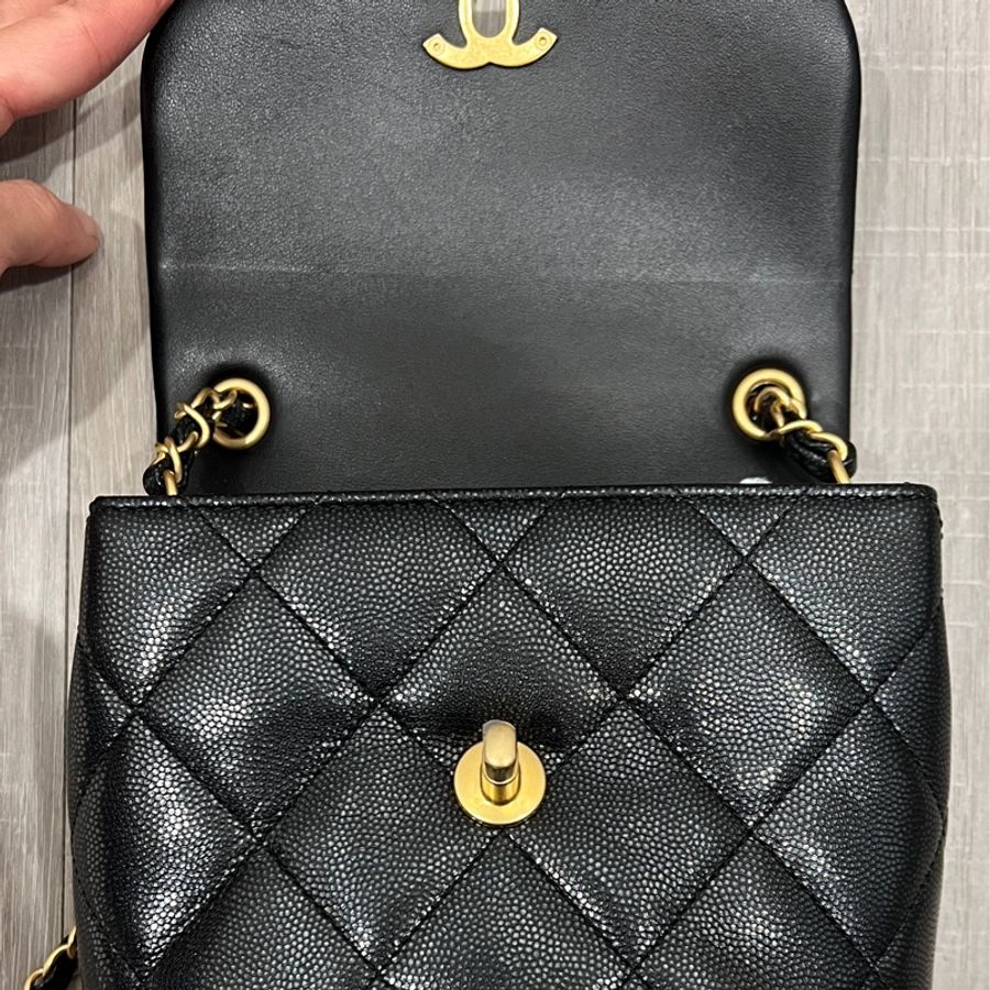 Chanel 22p荔枝牛皮方胖 square mini-4