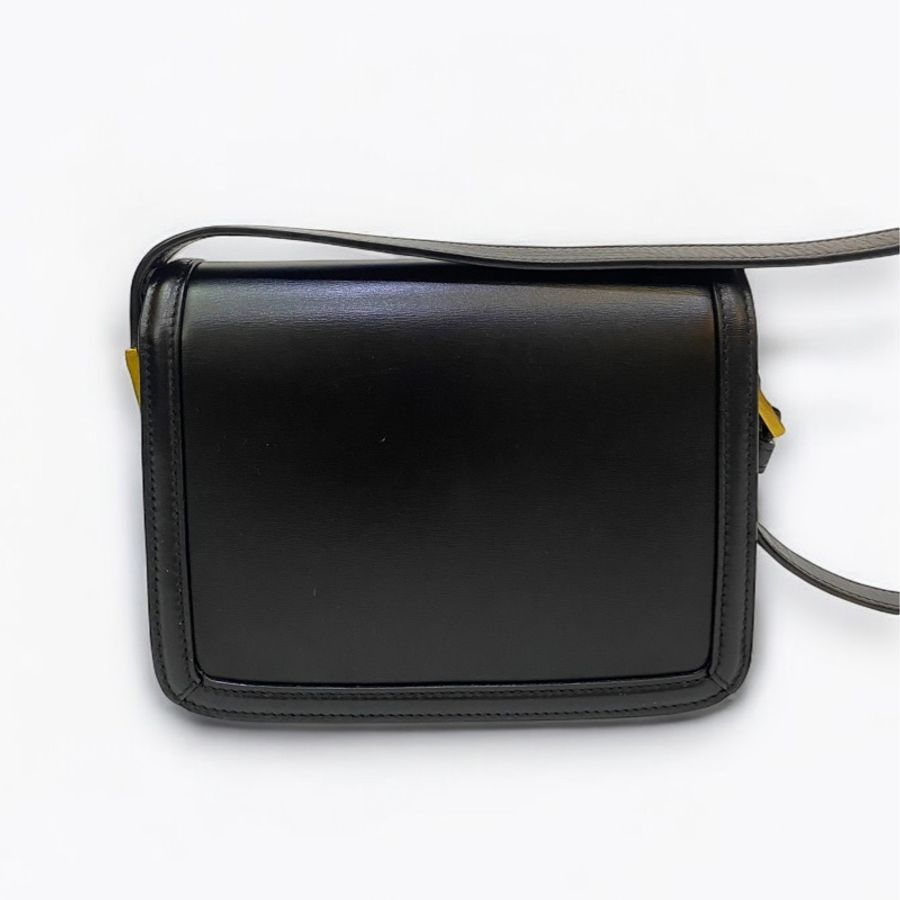 YSL 黑牛皮Solferino Box霧金釦下蓋相機斜背包-6