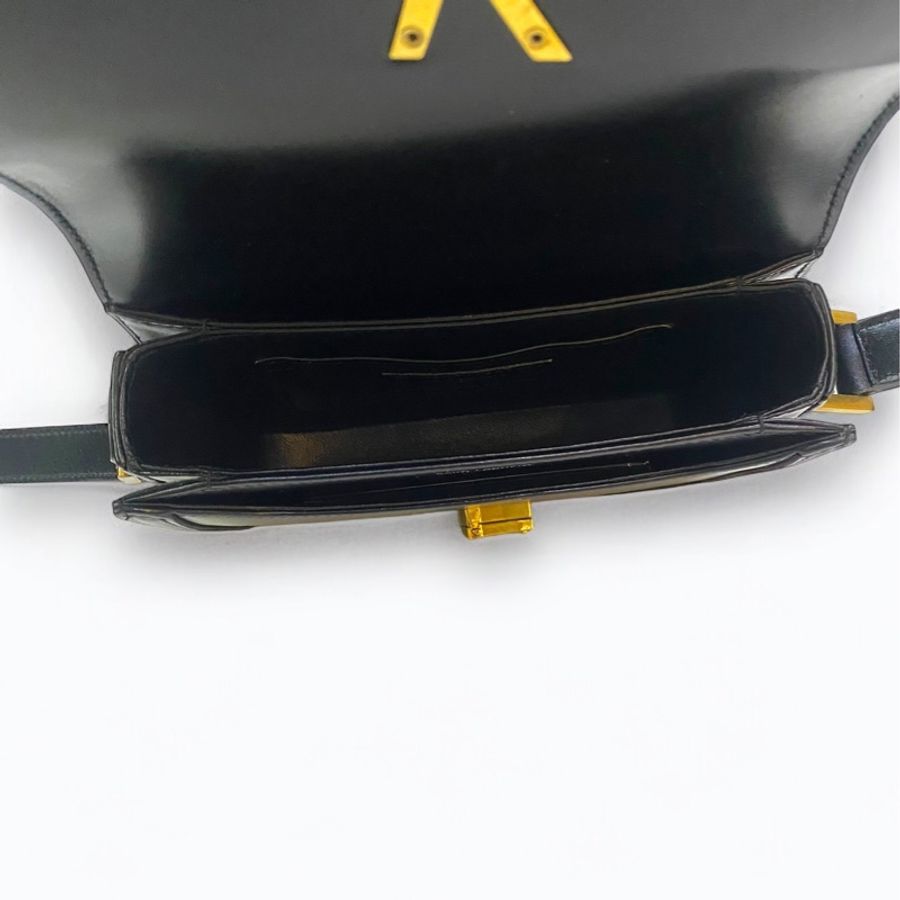 YSL 黑牛皮Solferino Box霧金釦下蓋相機斜背包-8