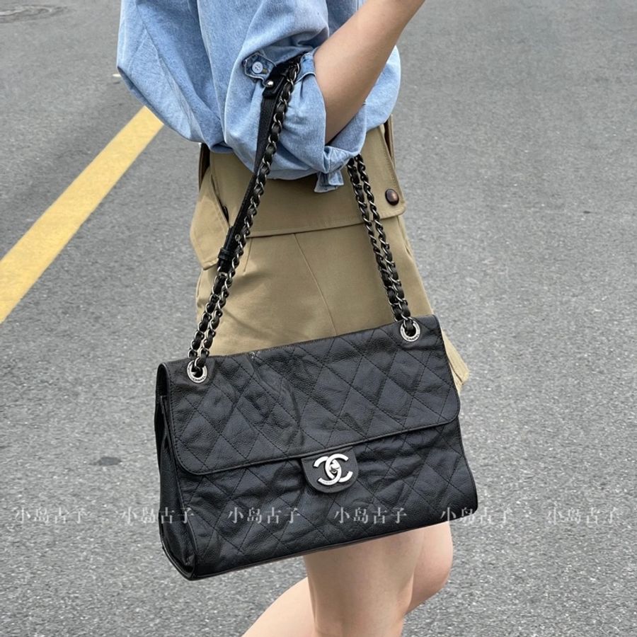 Chanel Cf30黑銀荔枝牛皮雙鏈單蓋🖤🈶標🈶卡-2