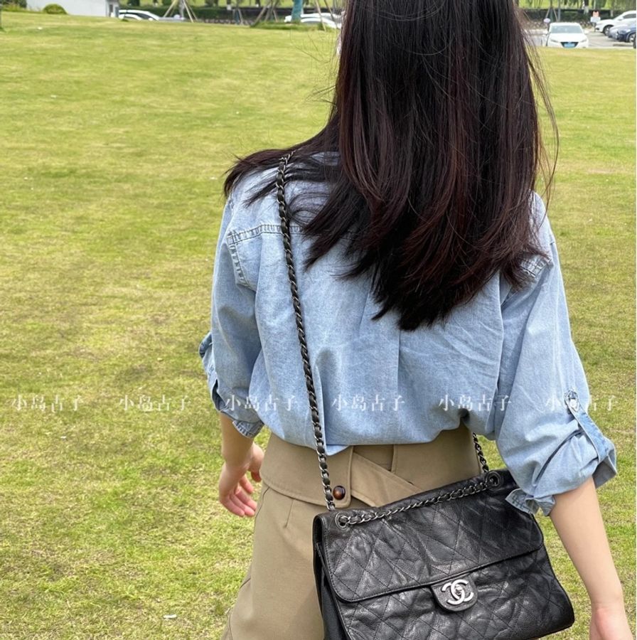 Chanel Cf30黑銀荔枝牛皮雙鏈單蓋🖤🈶標🈶卡-3
