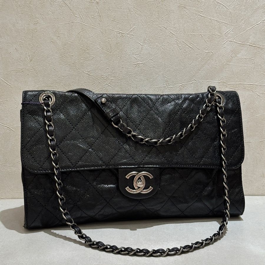 Chanel Cf30黑銀荔枝牛皮雙鏈單蓋🖤🈶標🈶卡-7