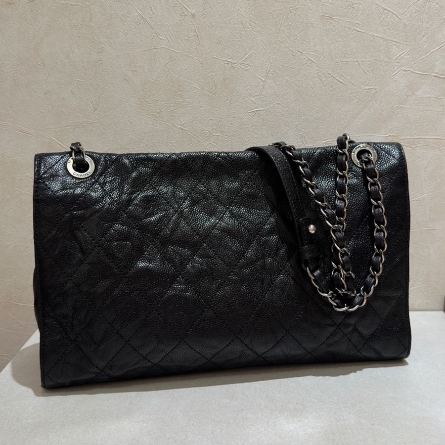 Chanel Cf30黑銀荔枝牛皮雙鏈單蓋🖤🈶標🈶卡-8