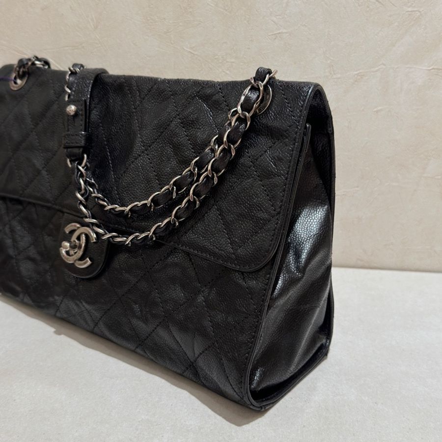 Chanel Cf30黑銀荔枝牛皮雙鏈單蓋🖤🈶標🈶卡-9