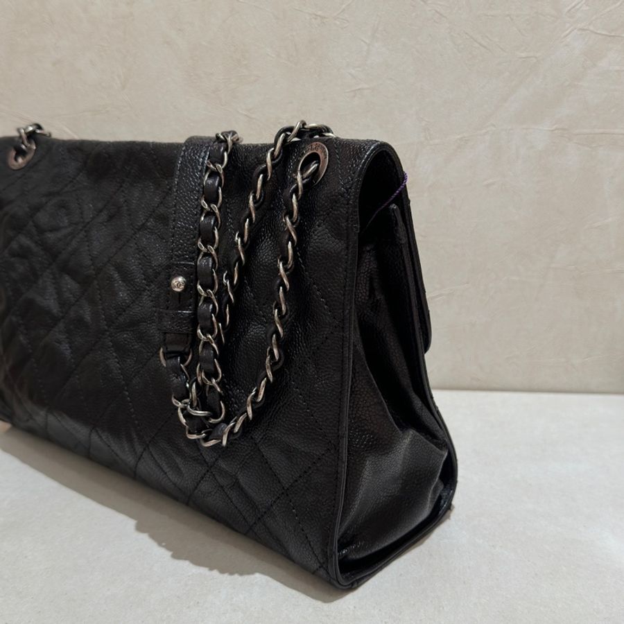 Chanel Cf30黑銀荔枝牛皮雙鏈單蓋🖤🈶標🈶卡-10