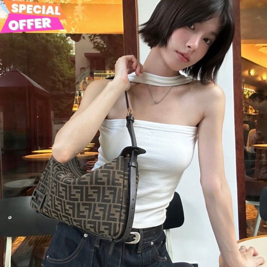 🎁母親節特價🎁Fendi 8BR829 中款 FF 提花布料包 Simply FENDI包 - 優雅簡約的奢華設計-0