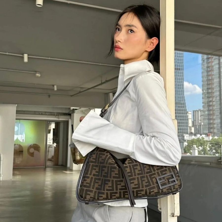 🎁母親節特價🎁Fendi 8BR829 中款 FF 提花布料包 Simply FENDI包 - 優雅簡約的奢華設計-7