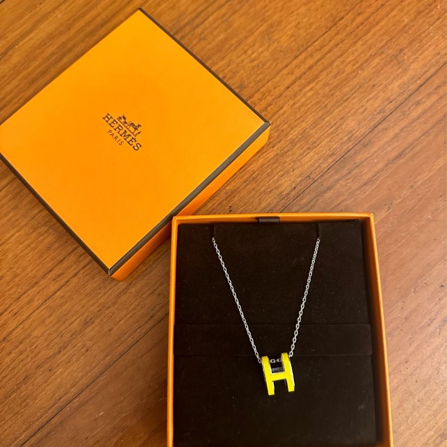 HERMES 黃H POP項鍊-0