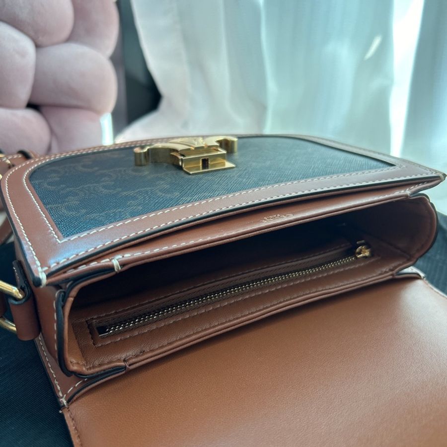 Celine Triomphe Teen Besace With Border (Tan color)-3