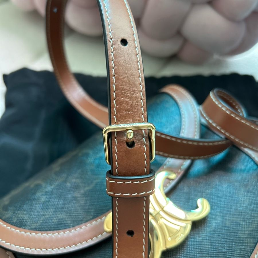 Celine Triomphe Teen Besace With Border (Tan color)-10