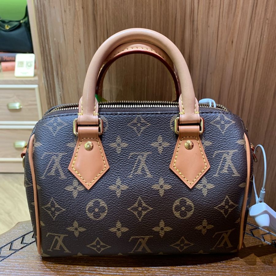 Louis VUITTON speedy 20老花配寛肩帶芯片款-5