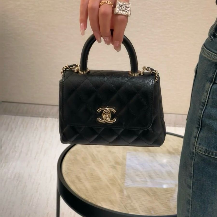 Chanel 香奈兒 mini coco handle 24k 黑金-6