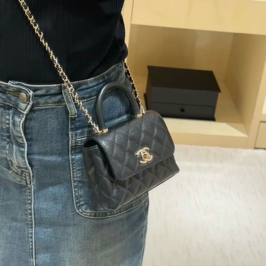 Chanel 香奈兒 mini coco handle 24k 黑金-8