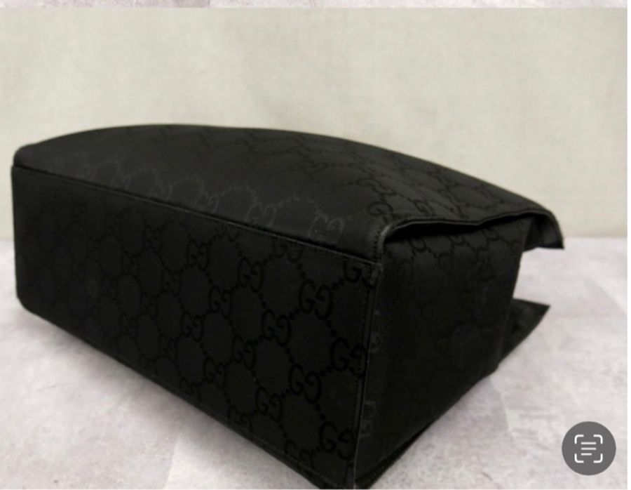 GUCCI 竹子 GG 帆布手提包尼龍黑色-4