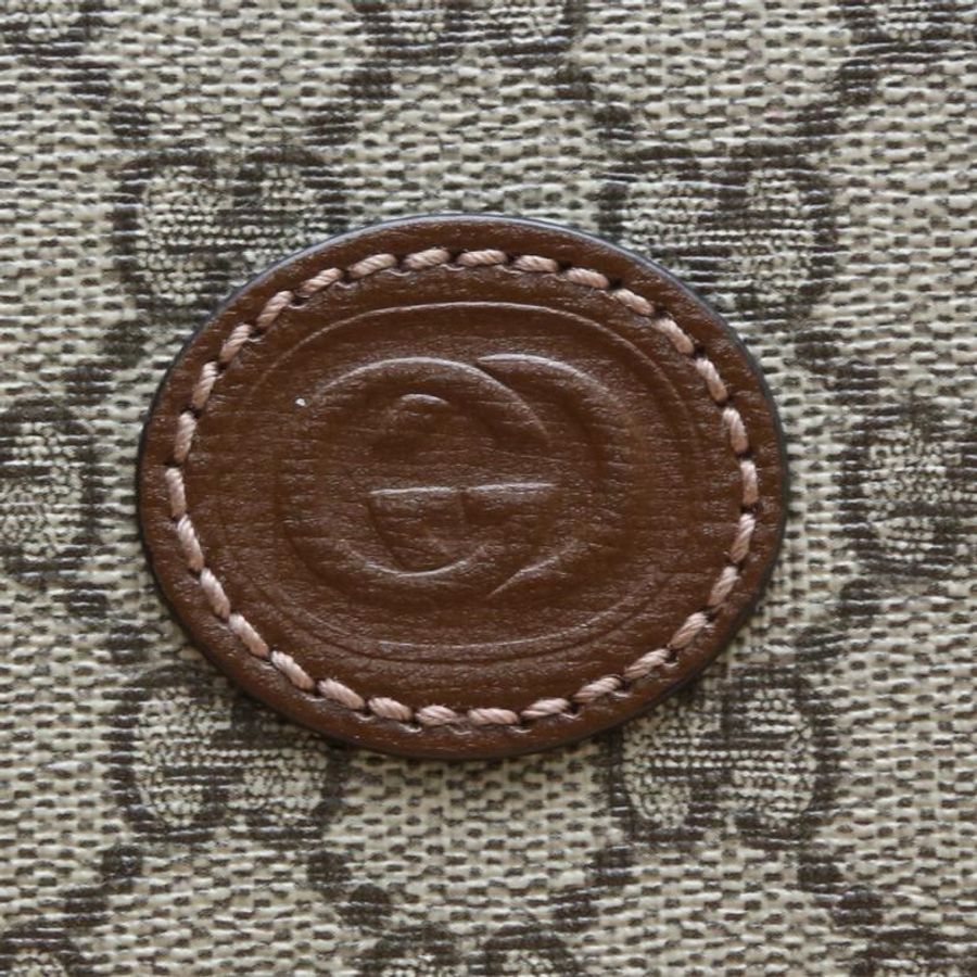 GUCCI(古馳) GG Retro 皮標 帆布拼皮 老花LOGO 小號托特包 老花 PVC-5