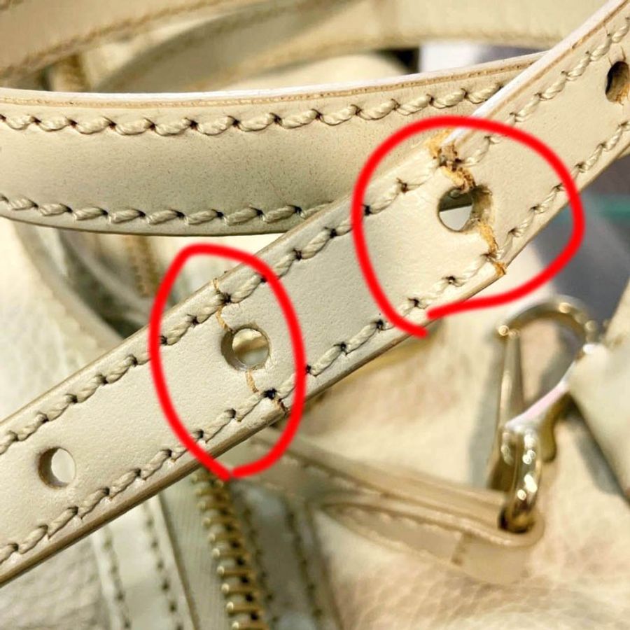金鐸精品~1888 BURBERRY 3870097 米白色粒面小牛皮 手提肩背鎖頭包-7