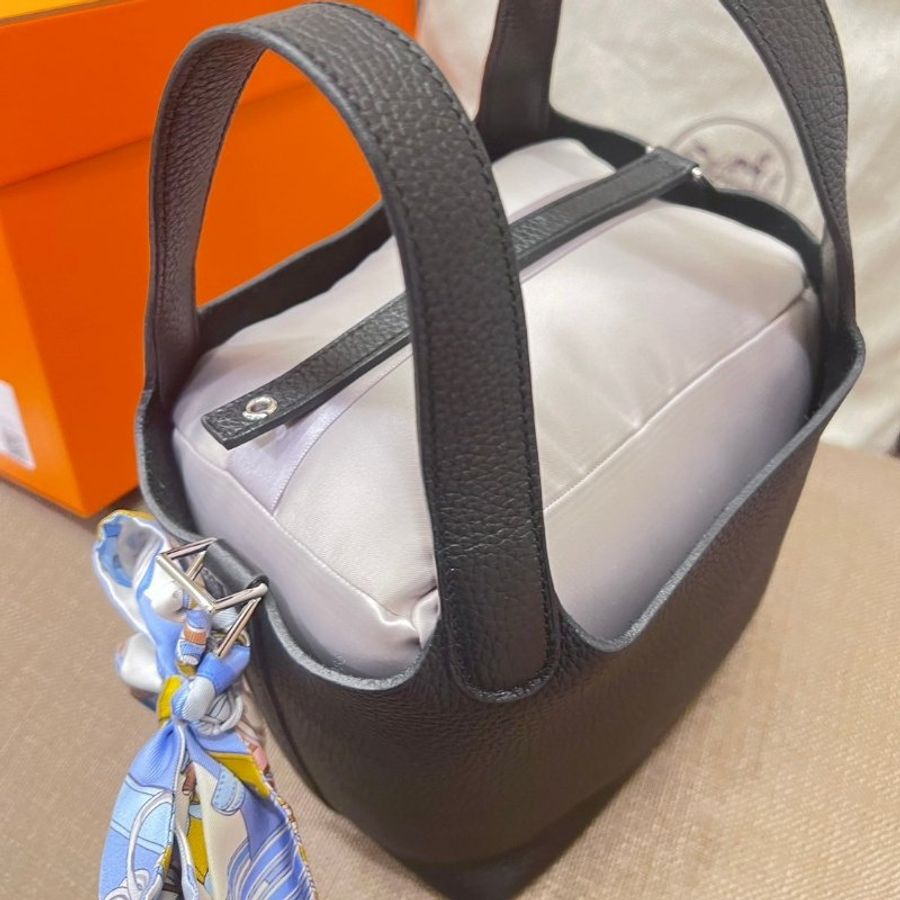 HERMES 🍊愛馬仕 Picotin 18 菜籃子 黑色銀扣(不含twilly)-3