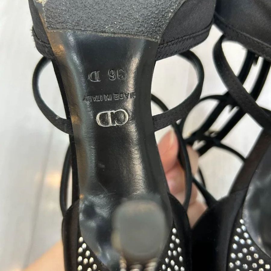 Dior 迪奥緞面星星黑色高跟鞋 尺寸36碼 穿沒幾次整體很新-1