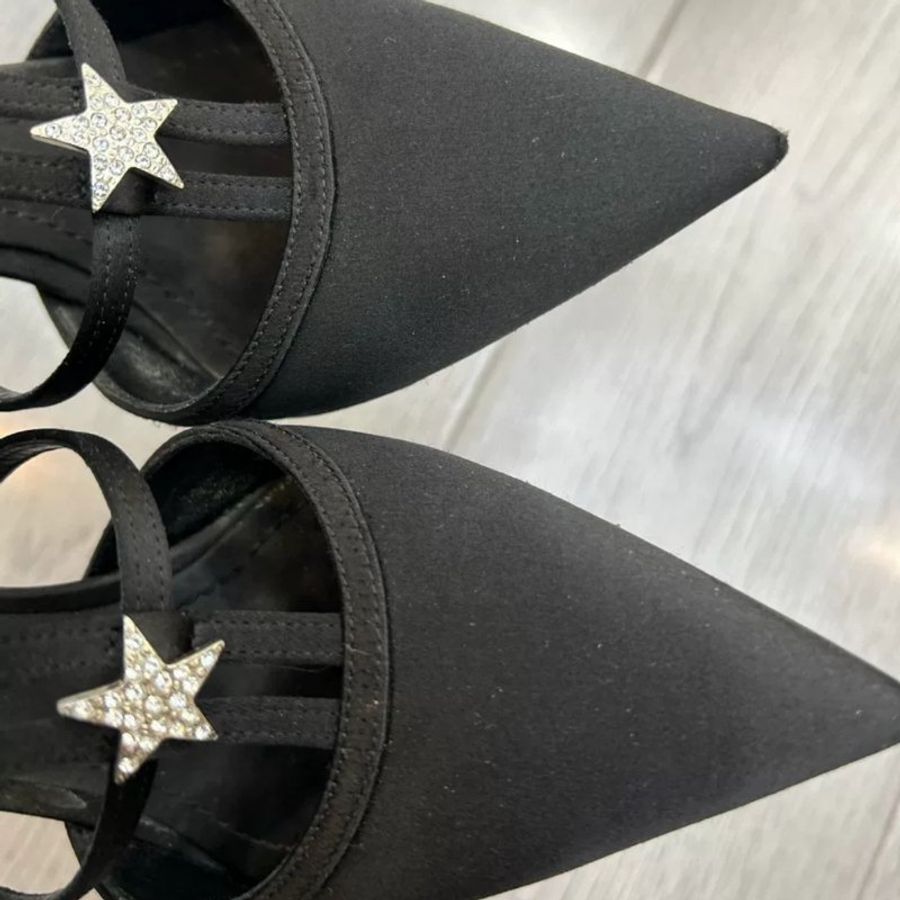 Dior 迪奥緞面星星黑色高跟鞋 尺寸36碼 穿沒幾次整體很新-7